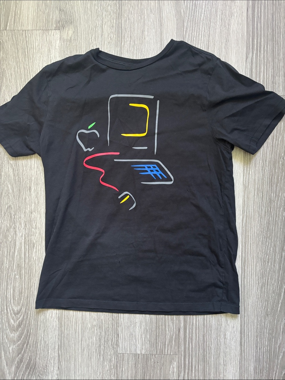 Apple Black Crewneck Tee with Small White Logo